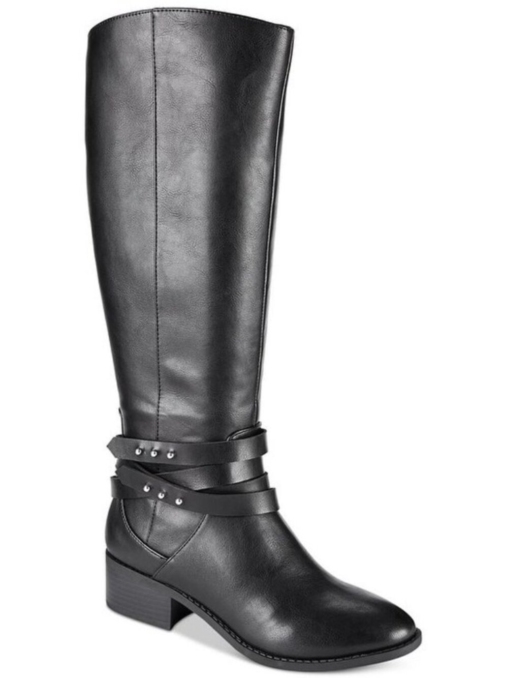 MATERIAL GIRL Women's Damien Faux Leather Studded Knee High Boots Size 8 Black